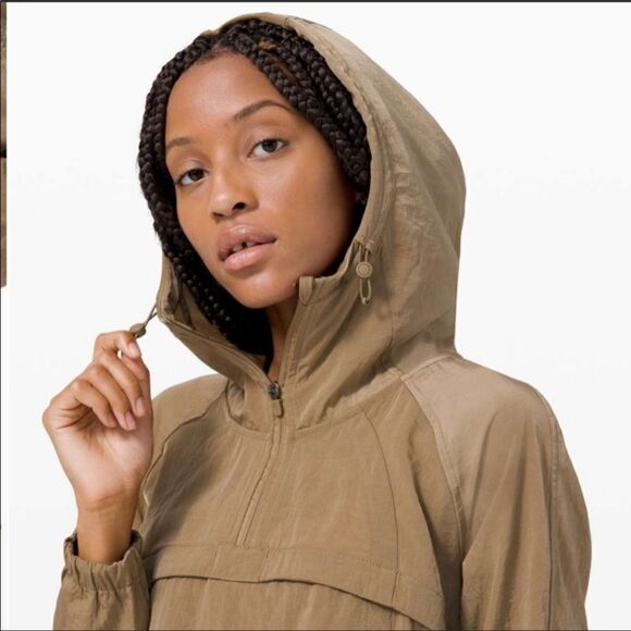LuluLemon Seek Vistas Brown 1/2 Zip Nylon Hoodie Pullover Jacket in XS/S - Picture 2 of 11